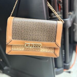 GUESS Tan and Brown Crossbody Bag